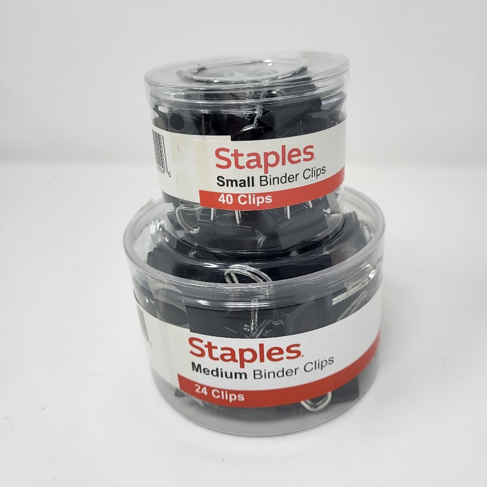 Staples 24 Medium Black And 40 Small Binder Clips Office‎ School Desk Supplies